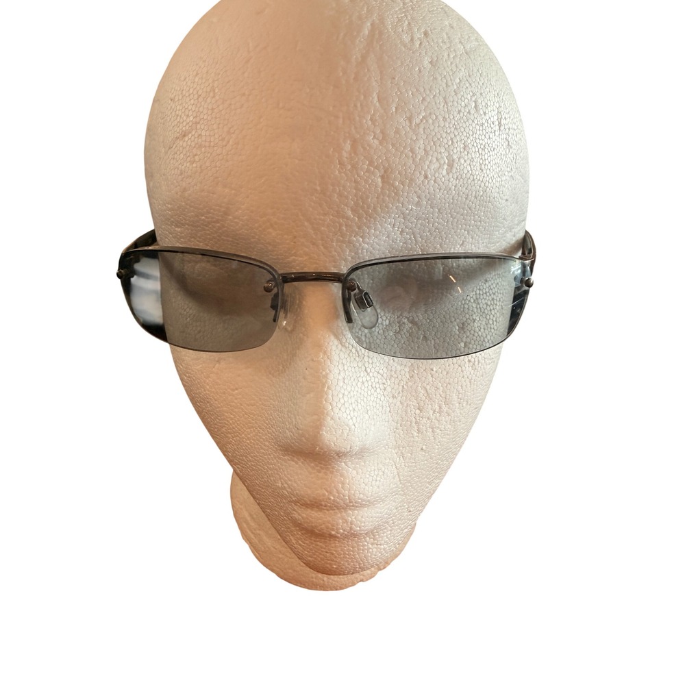 Starry 2429 Rectangle Sunglasses Gunmetal Semi Rimless Blue Gray Tinted Lens